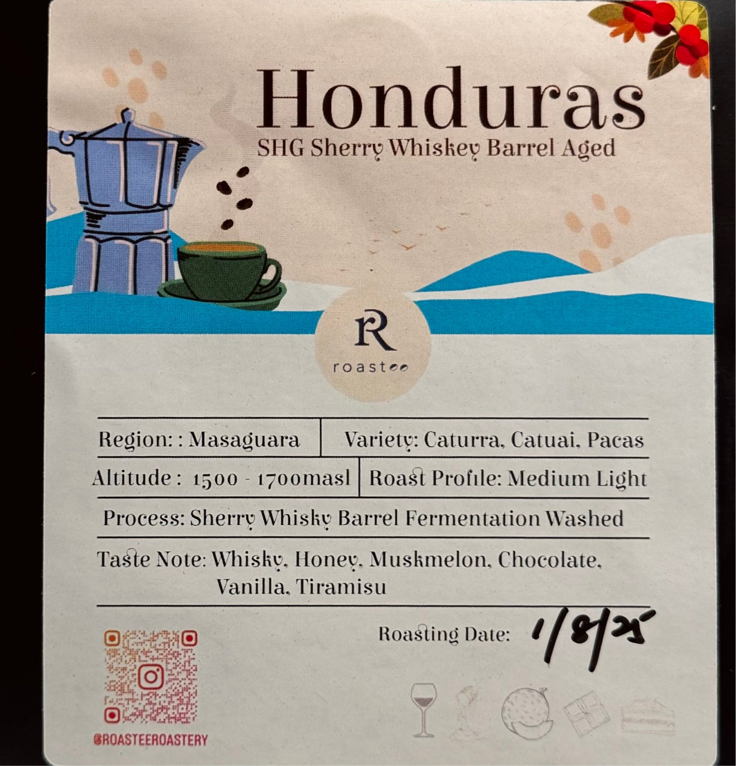 HONDURAS 🥃 🍯 SHG Sherry Whisky Barrel-Aged (whisky, honey, vanilla, tiramisu) 200g