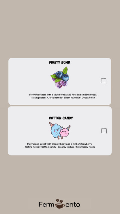 cotton candy + fruity bomb (Context cafe) box