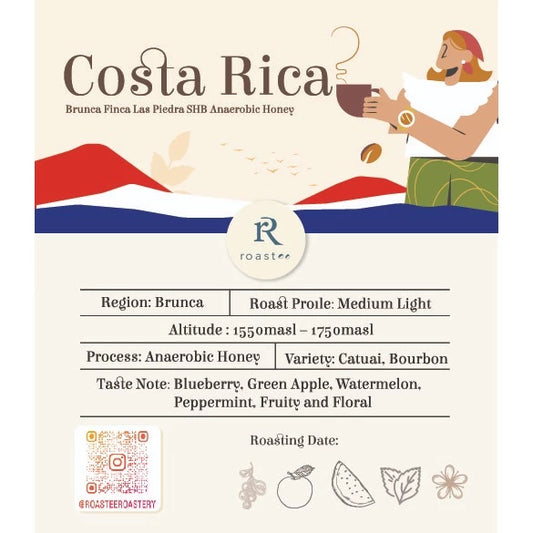 COSTA RICA Brunca Finca Las Piedra SHB Anaerobic Honey 200g (Blueberry, Green Apple, Watermelon, Peppermint, Fruity and Floral)